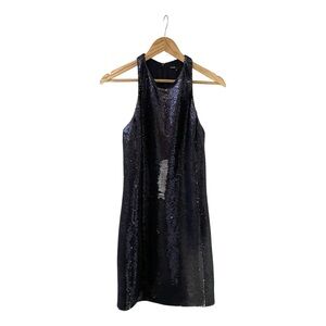 Maje Black and Silver Sequin Mini Dress